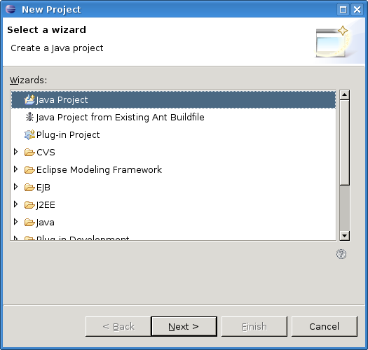 Eclipse Setup - Step 2 - Choose Java Project